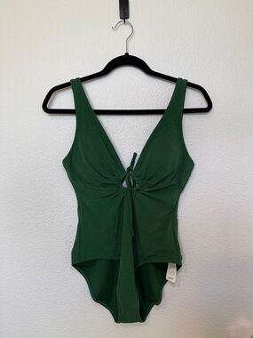 aerie Terry Keyhole One Piece in Dark Algae